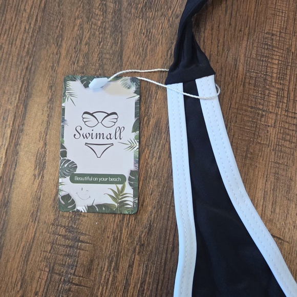 Swimall One Piece Swimsuit Black with White Trim Womens XL - Picture 3 of 13